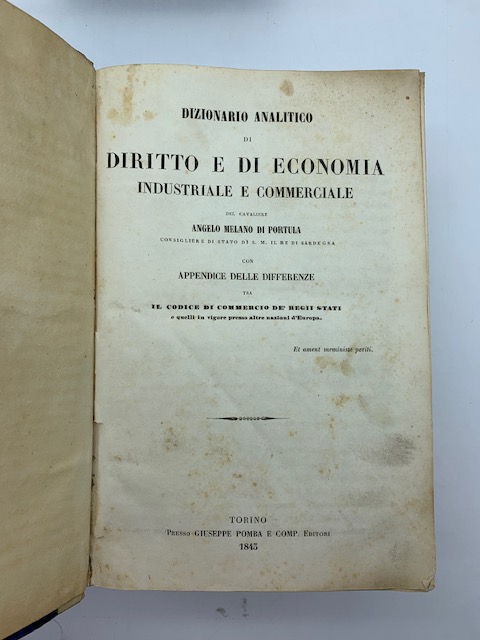 Dizionario analitico di diritto e di economia industriale e commerciale